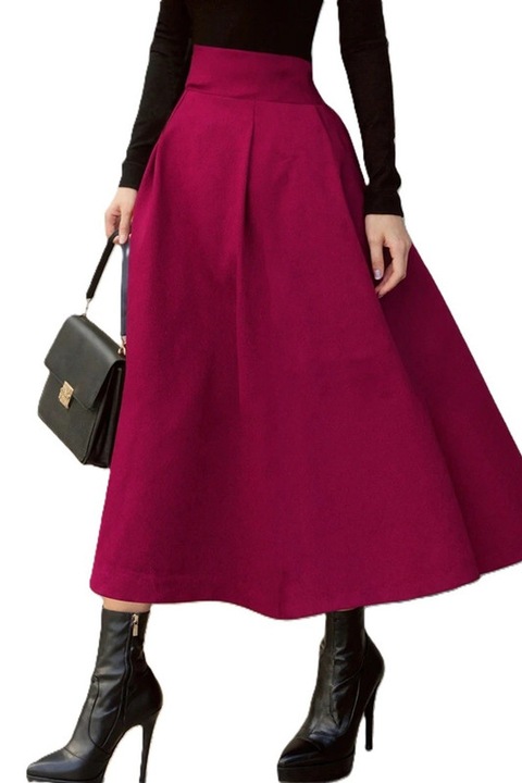 Fusta Dama, Cu Funda La Spate Si Buzunare Laterale, Visiniu