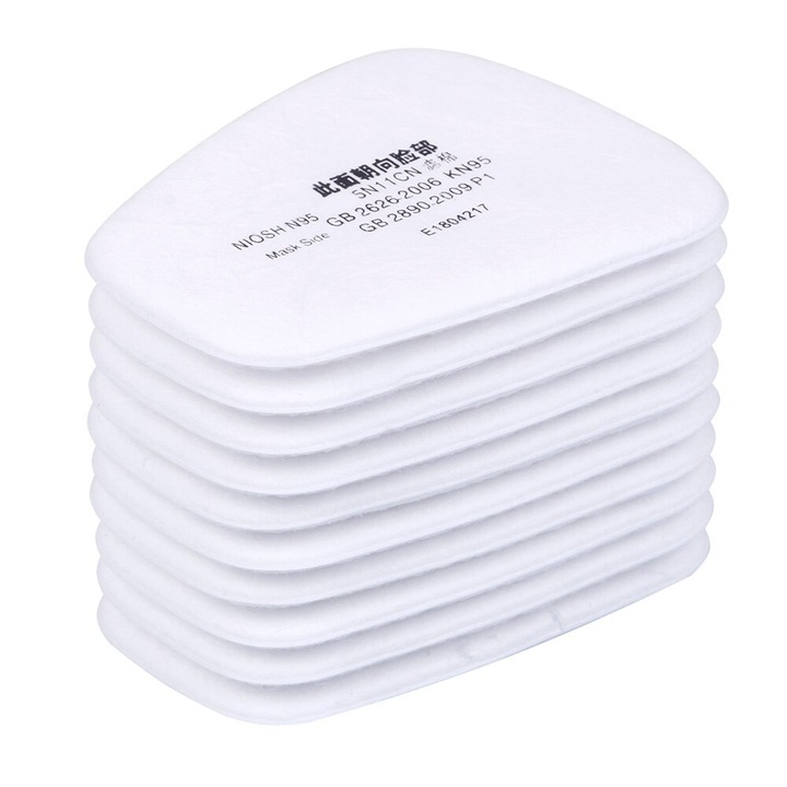 Filtru N95 5911 P1 pentru masca 3M, set 10 bucati, activat cu carbon, protectie impotriva poluarii, praf PM2.5, PM10