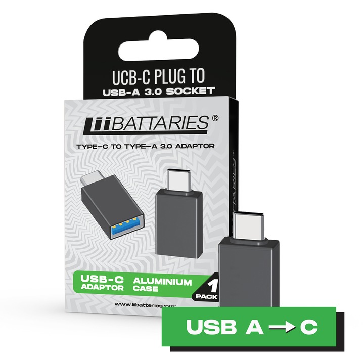 Adaptor de încărcare a bateriilor LiiBattaries USB-A la USB-C