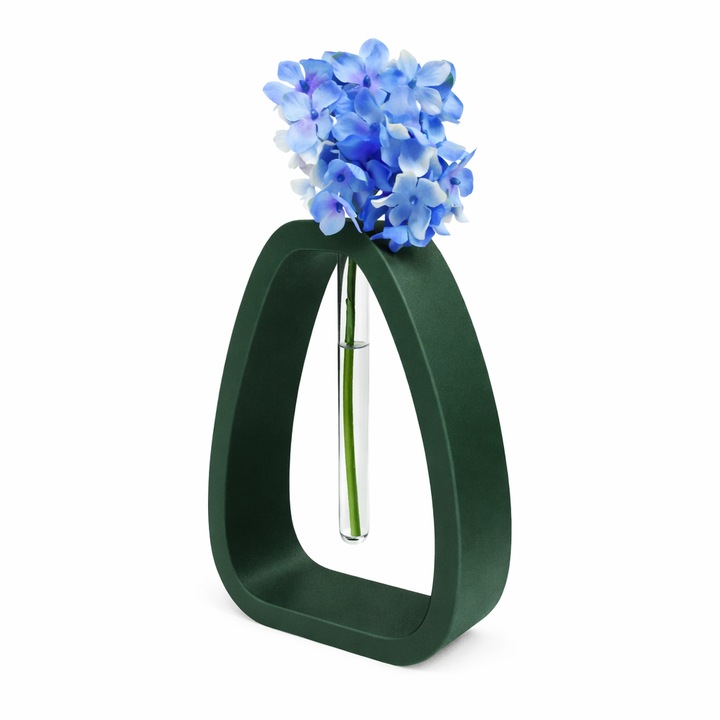 AURA Loop belső dekoráció, virágtartó kémcsővel, Sötétzöld, 3D