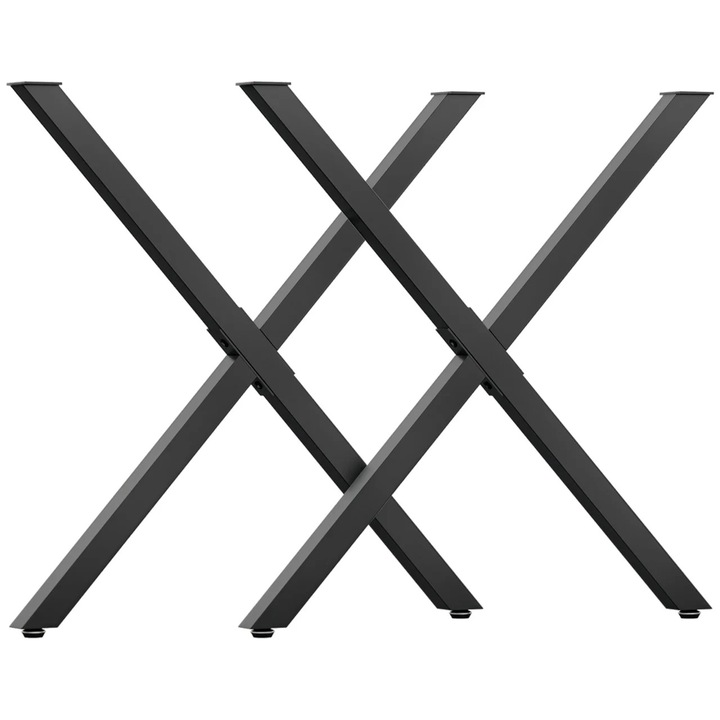 Комплект от 2 X-образни крака за маса Re-Bloom, стомана, черни, 70 x 8 x 72 см