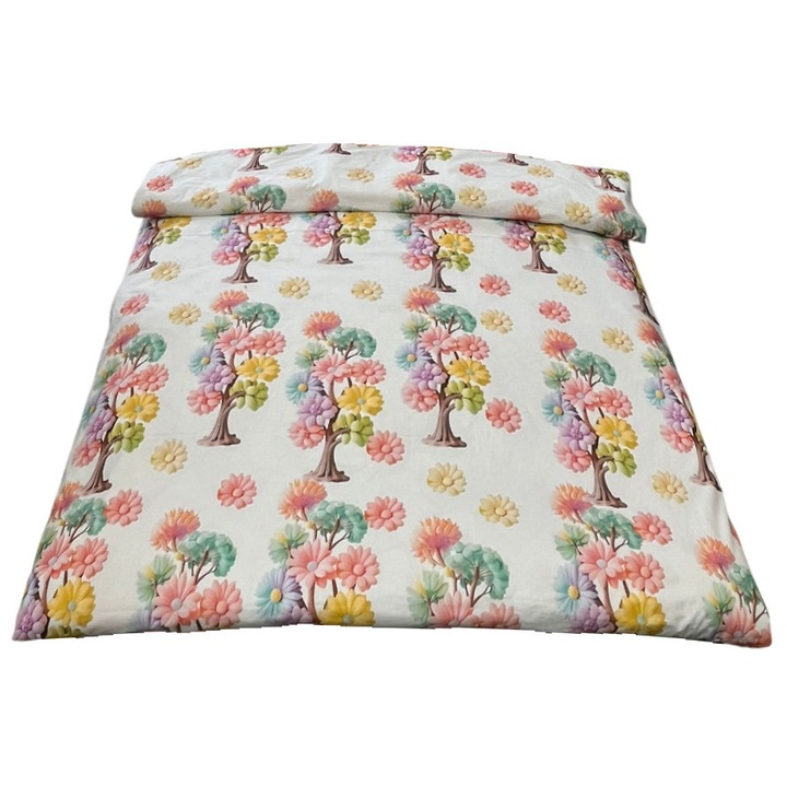 Husa pilota, material bumbac ranforce 3D, culoare crem/bleu ciel, din colectia "Copacul vietii" by Liz Line, 140/210cm - HPT140304