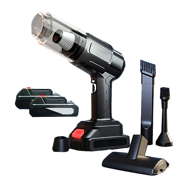 Прахосмукачка за кола OKBOONS 48V, безжична, литиево-йонна батерия, висока всмукателна мощност и включени аксесоари