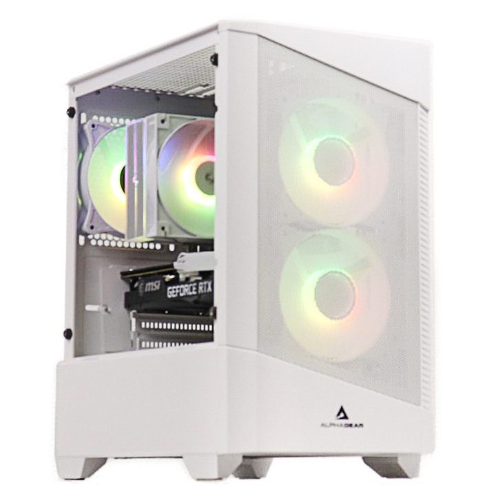 PC Gaming ZMEU Epic Max Alb, AMD Ryzen 5 5600 3.5GHz, 32GB DDR4, 1TB SSD, RTX 5060 8GB GDDR7, Iluminare RGB