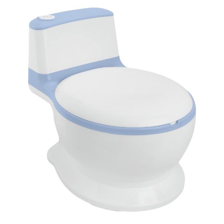 Olita Educationala ROBENTOYS tip Minitoaleta pentru Copii, Design Realist "My First Toilet" cu Sunet de Apa, Vas Colector Detasabil si Baza Antiderapanta, Alb/Albastru