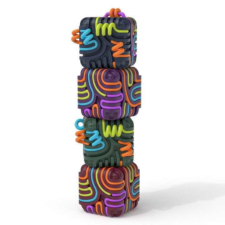 Placa de activitate senzoriala 3D, design patrat, material silicon moale, pentru copii si adulti