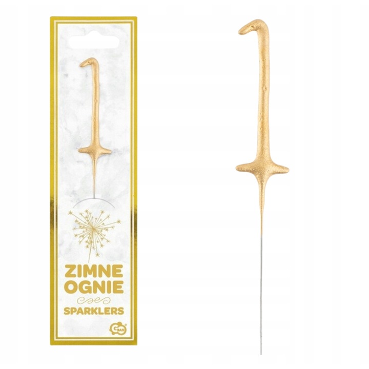 Artificii stelare tip lumanare in forma de cifra, Godan, Cifra 1, 170 mm, metal de calitate, pentru decorarea torturilor la zile de nastere nunti aniversari revelion si evenimente festive, auriu