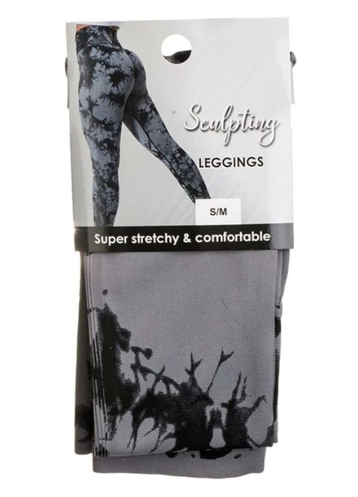 Colanti Modelatori Gri cu Model Tie Dye Negru pentru Femei S/M