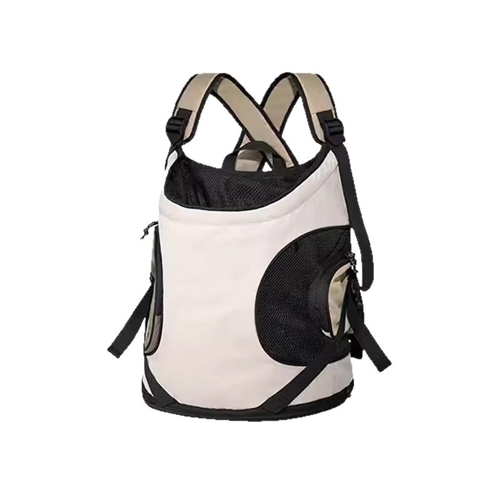 Rucsac pentru animale de companie Confortabil si respirabil, poate fi purtat in fata sau in spate, potrivit pentru pisici si caini. Dimensiuni: 43 cm × 23 cm × 8 cm Culoare crem-maro