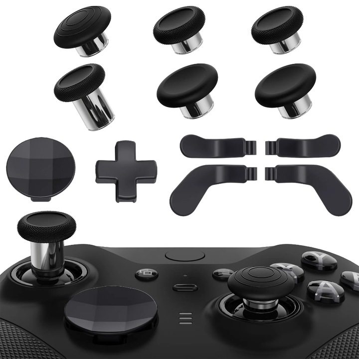 Kit Personalizare Xbox Elite Series 2 / Core gamehold., 6 Thumbsticks + 2 D-Pad + 4 Back Paddles + Unelte Torx T6/T8 + Spudger + Cheita Reglaj + Husa Stocare, ABS & Metal, Negru