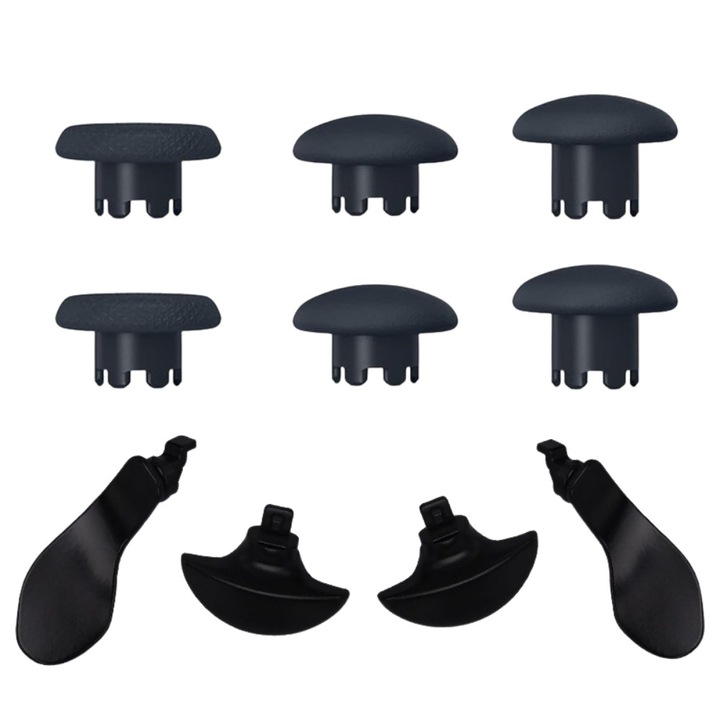 Set Thumbstick + Paddles PS5 DualSense Edge gamehold., 10 piese (6 Capace Antiderapante + 4 Back Paddles Lever & Half-Dome), Montaj Click-In, Fara Unelte, ABS Durabil, Negru