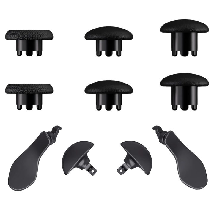 Set Thumbstick + Paddles PS5 DualSense Edge gamehold., 10 piese (6 Capace Antiderapante + 4 Back Paddles Lever & Half-Dome), Montaj Click-In, Fara Unelte, ABS Durabil, Negru