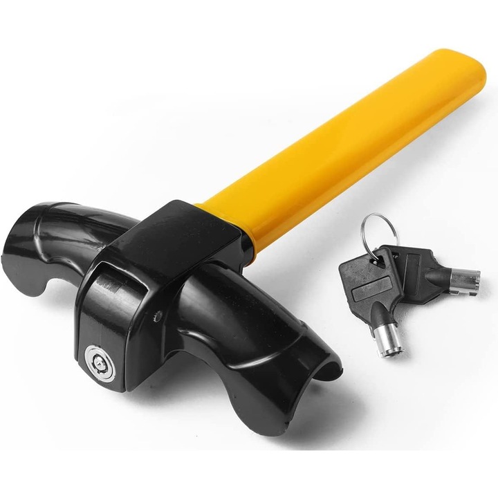 Lacat pentru volan - Universal - Include 2 chei - Galben