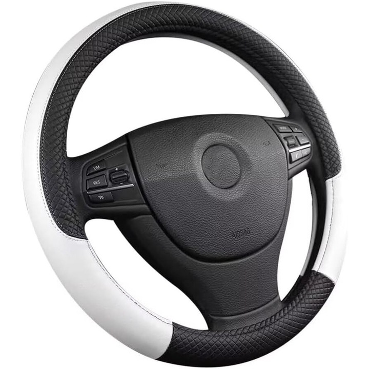 Husa volan auto, PU, antiderapant, design cusut, 37-38cm