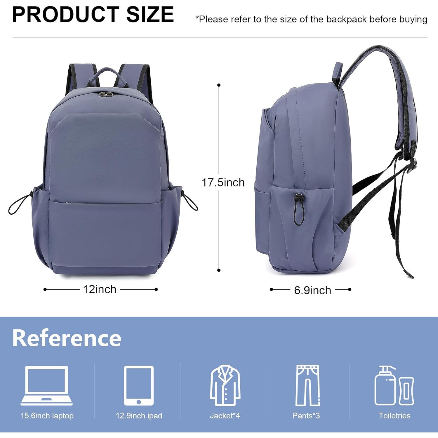 Rucsac laptop, 40L, impermeabil, 15.6 inch, albastru, 44x25x17cm