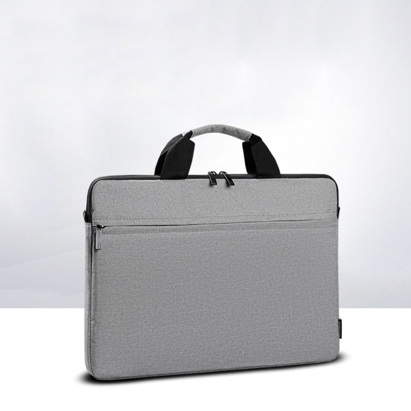 Geanta laptop universala, impermeabila, 15.6 inch, gri, cu compartiment captusit si curea de umar detasabila