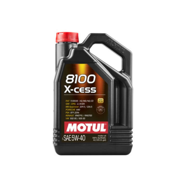 Ulei motor sintetic Motul 8100 X-Cess 5W40, 4L, pentru motoare benzina si diesel, protectie optima