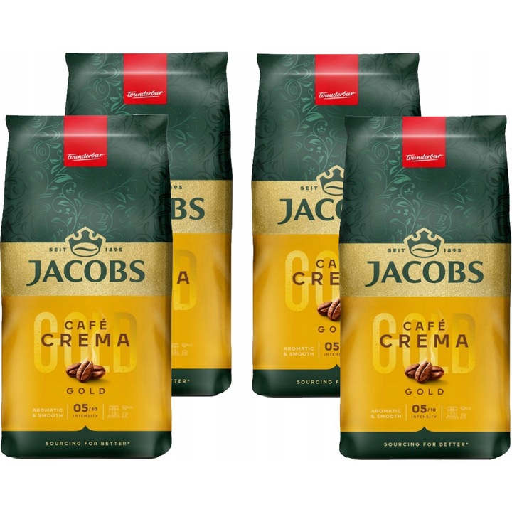 Ser 4x Cafea boabe Jacobs Crema Gold, 4 x 1kg