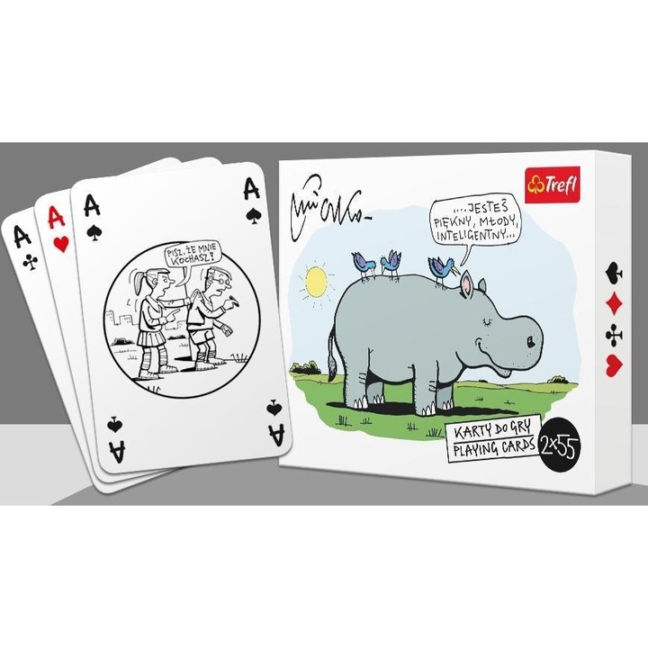 Set de doua talii de carti de joc MUDUKO, 52 carti + 3 jokere, tematica obyczajowa, 55x85mm