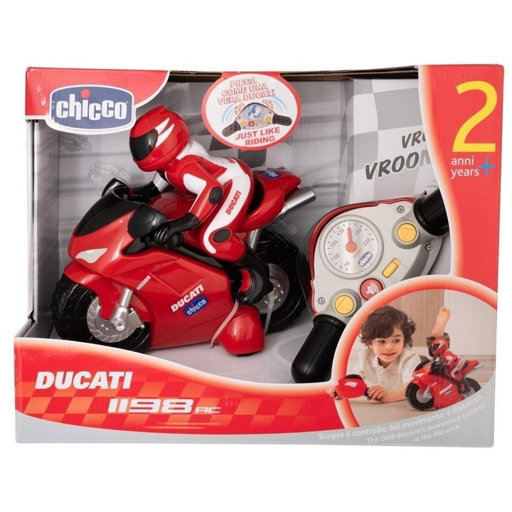 Играчка мотоциклет Ducati с дистанционно управление, Chicco, 8x11x14см, за деца 2-6 години