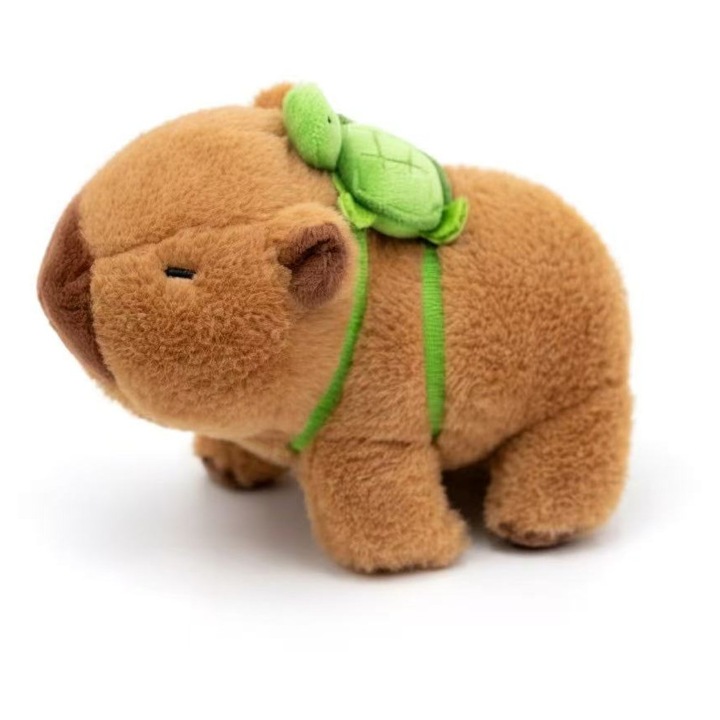 Jucarie de plus Capybara, bratara de infasurat, decorare rucsac testoasa, maro, 17cm