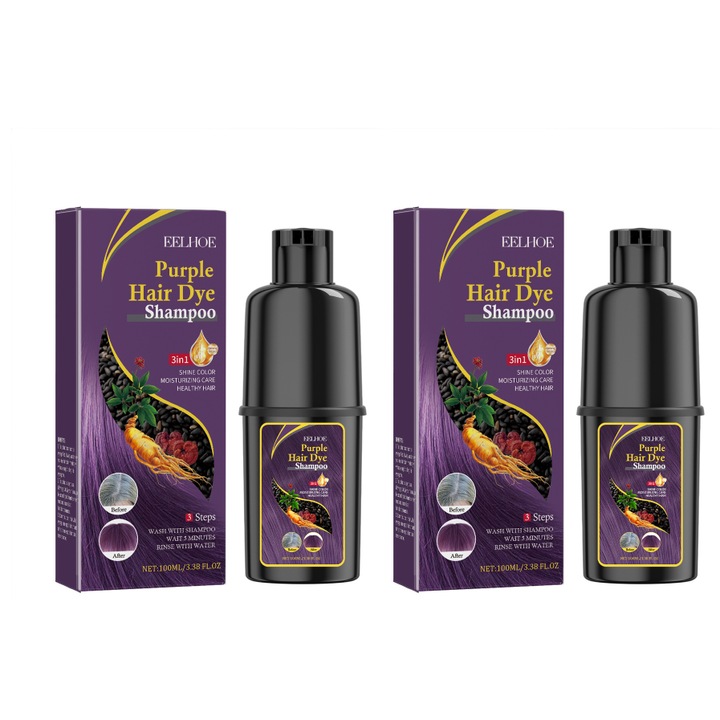 Комплект от 2 тониращи шампоана EELHOE, почистване и изглаждане, лилави, 100 мл