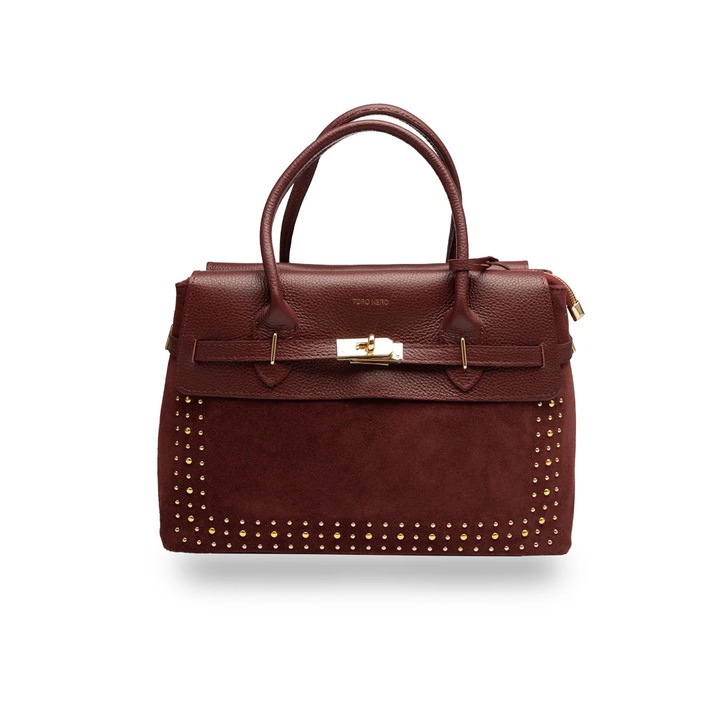 Geanta dama din piele naturala visiniu Mira