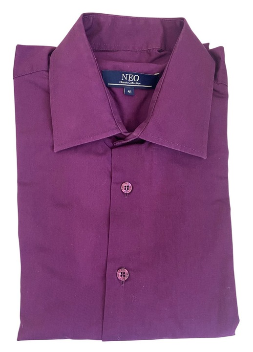 Férfi ing, lila, rövid ujjú, pamut-poliészter, 41-es méret