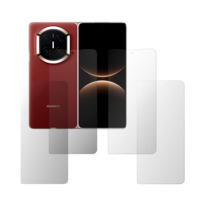 Set 4X Folie Protectie Ecran Extern Folie24, pentru Huawei Mate X7, 2X Ultra-Clear + 2X Mate, Acoperire Full-Display si Case-Friendly, Adezive, Flexibile cu Auto Regenerare