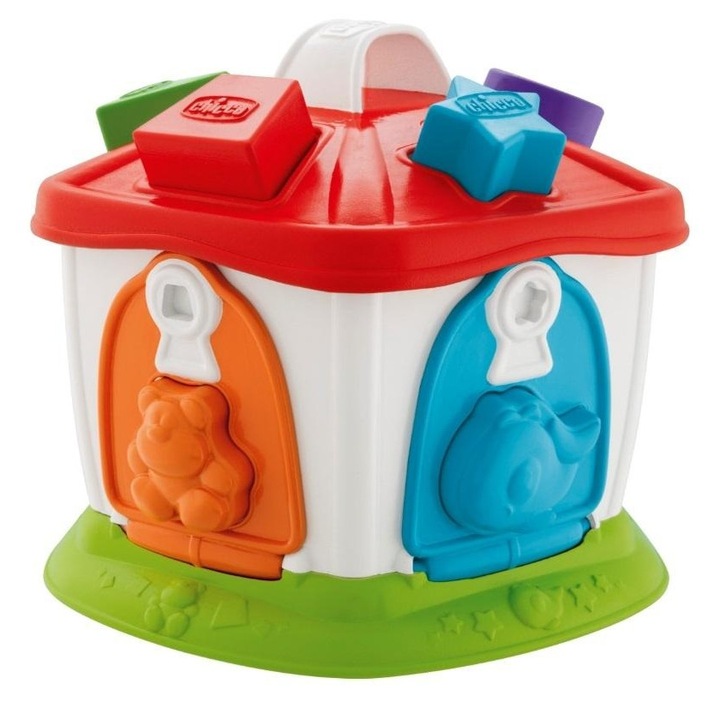 Играчка за сортиране на животни Chicco, 2 в 1, многоцветна, с дръжка за носене