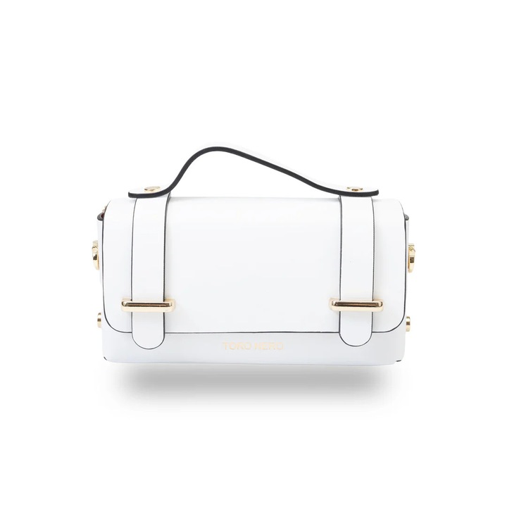 Geanta dama din piele naturala alb Natalia