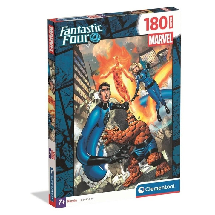 Puzzle Clementoni 180 piese Fantastic Four, 48,5x33,5cm, culori vii