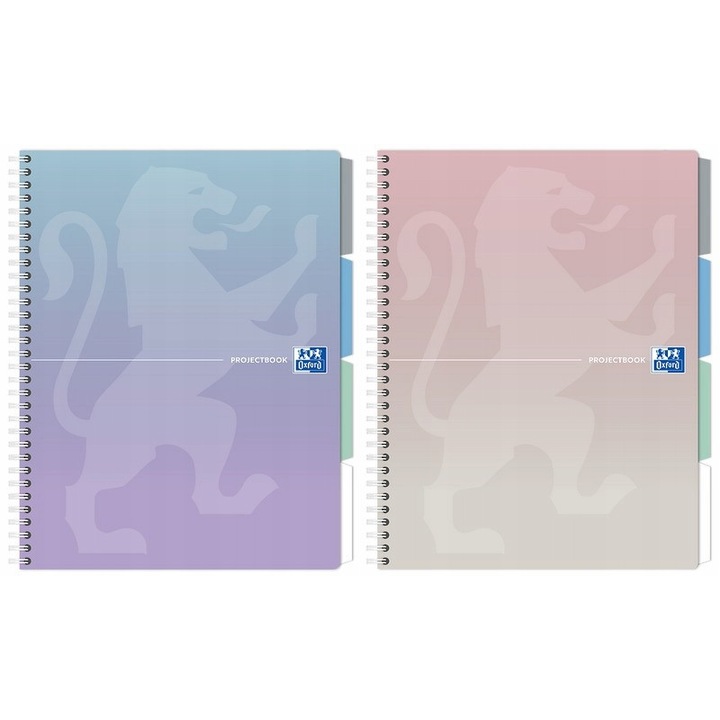 Caiet Oxford Gradient Projectbook, 80 file, B5, coperta polipropilena, spirala dubla, multicolor