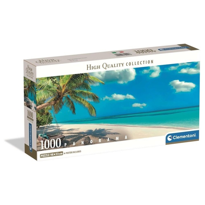 Puzzle 1000 Clementoni Panorama Swinging By The Ocean, 98x33cm, set ecologic
