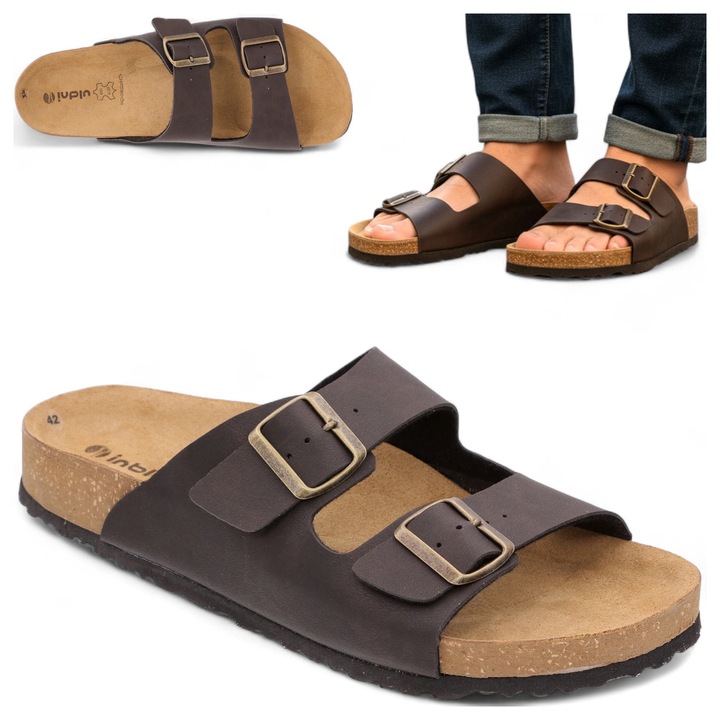 Papuci Barbati, Inblu, Talpa Din Pluta, Maro, Ortopedici, Medicali, Cu Brant Anatomic 44