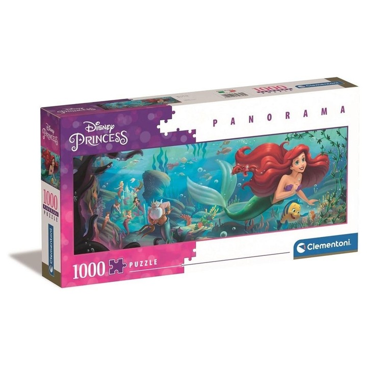 Puzzle 1000 el Clementoni Panorama Disney Mica Sirena, 98x33cm