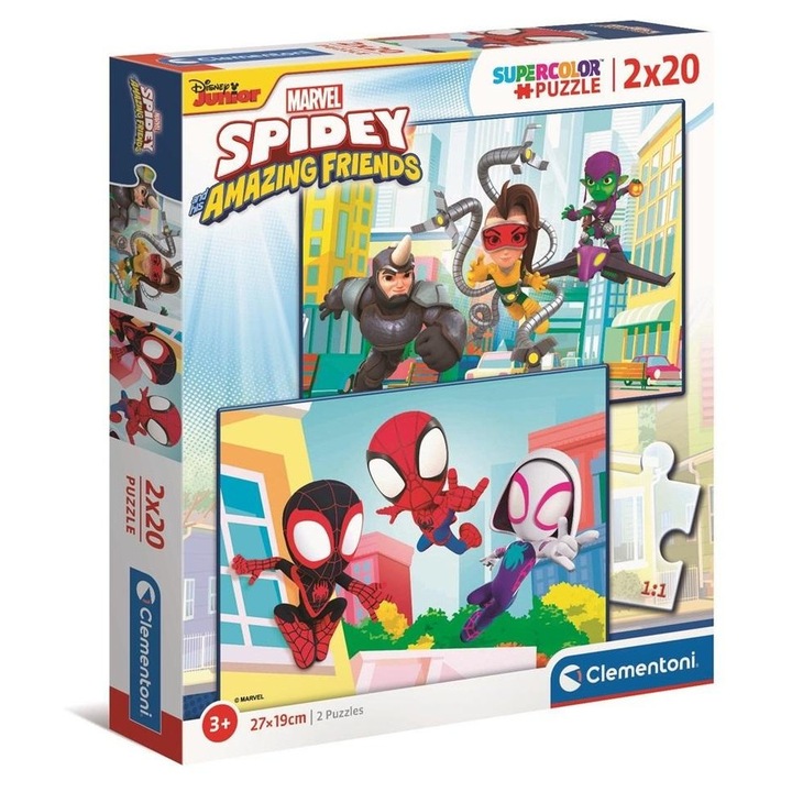 Puzzle Clementoni 2x20 Spidey and Friends, multicolor, 27x19cm