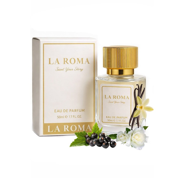 Apa de Parfum pentru femei La Roma W-9 Yes, cu coacaze negre, tradanfir si vanilie, chypre-fructat, creat pentru femeia eleganta, moderna si rafinta, 50ml