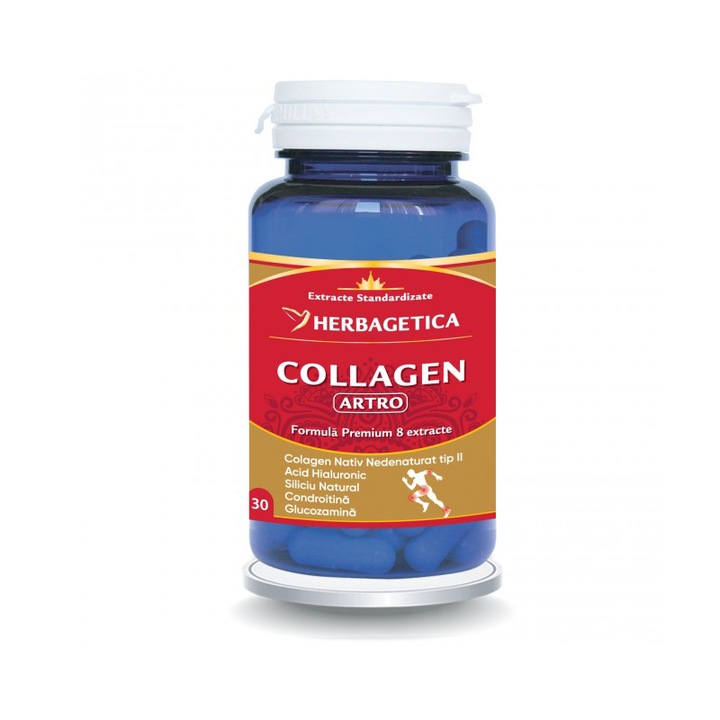 Supliment alimentar Collagen Artro, Herbagetica, 30 capsule, colagen nativ tipus II, antiinflamator