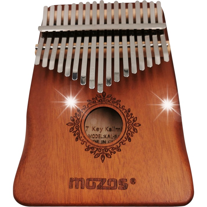 Kalimba Mozos 17 billentyű mahagóni virág 18x13x3cm