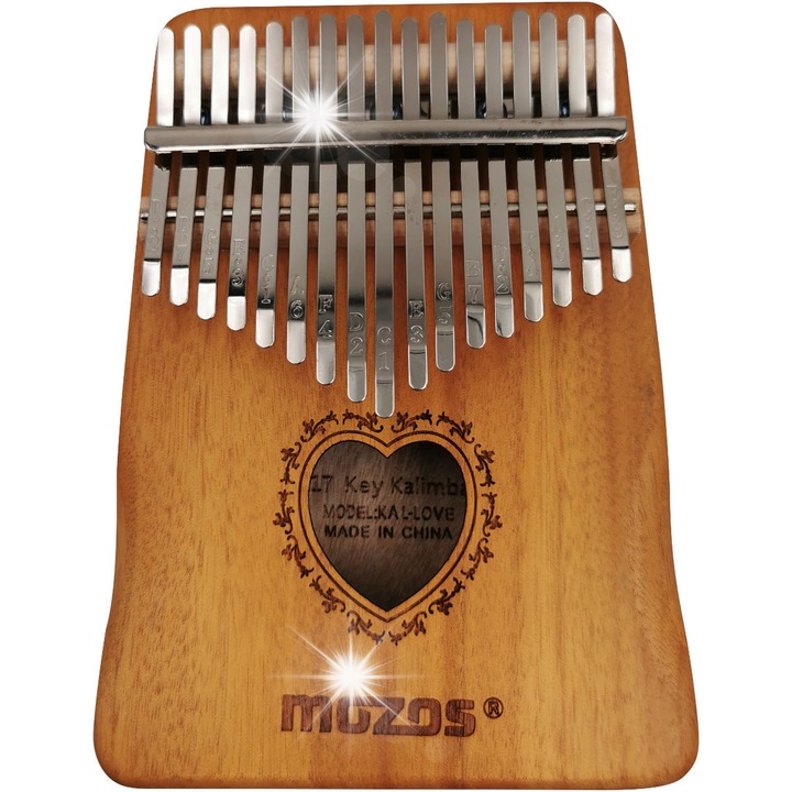 Калимба Mozos, модел KAL-LOVE, 17 клавиша, махагон, 180x130x30мм