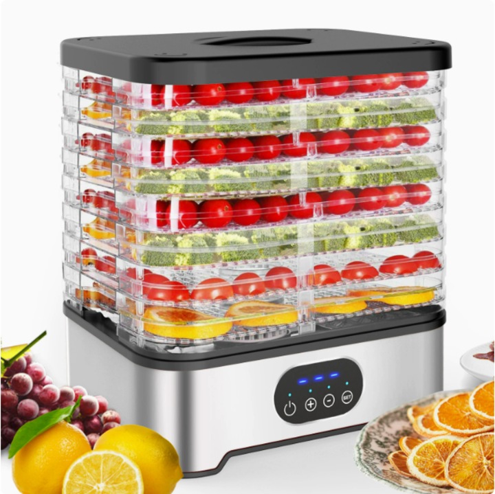 Seabeloom® Deshidrator de Alimente 16L cu 8 Tavi, Temperatura Reglabila 42–70°C (3 trepte), Timer 1–72h, Tavi Transparente, Control Simplu, 400W, 31.5x25x29 cm, 2.55 kg
