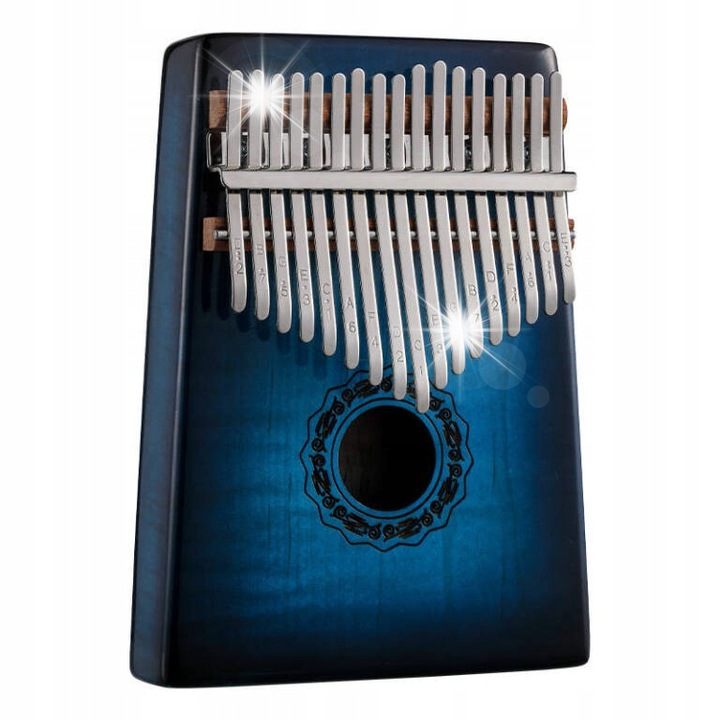 Калимба 17 тона, Hluru, син градиент, от висококачествено дърво, преносим музикален инструмент