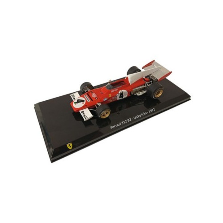 Macheta Formula 1 Ferrari 312 B2 Jacky Ickx 1972 #4 cu vitrina, scara 1/24, metal/plastic, sport