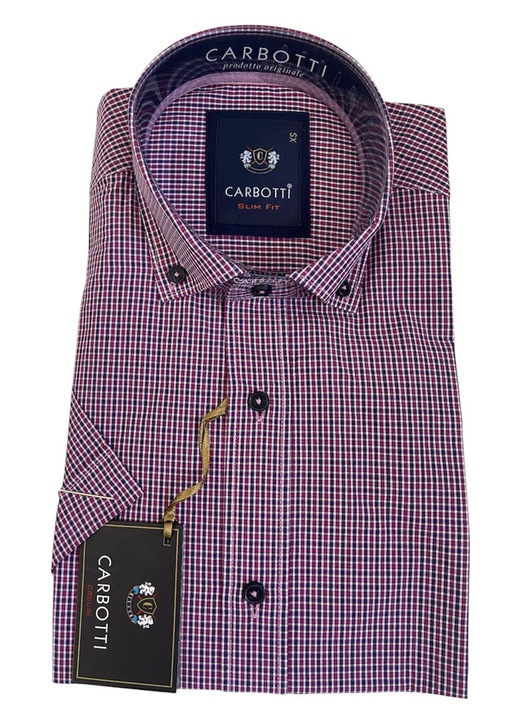 Cămașă bărbați Carbotti, cu carouri, manecă scurtă, bumbac-poliester, multicolor, XS