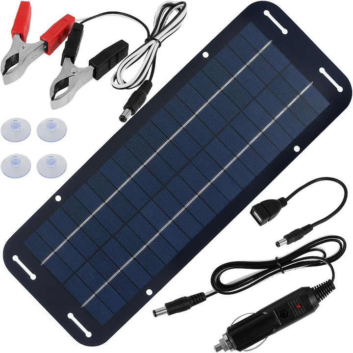 Suport de intretinere a incarcatorului solar de 300 W, kit de incarcare cu panou solar impermeabil, portabil, 12 V, pentru masina, automobile, motocicleta, barca, marin, RV, remorca, snowmobil etc