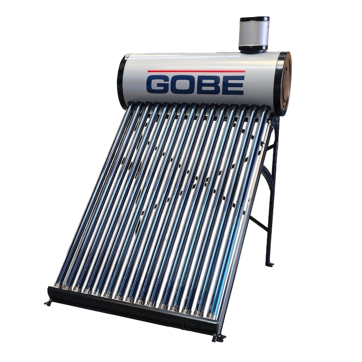 Panou solar nepresurizat, 150 l, 15 tuburi vidate, GOBE Plus, termosifon, rezervor inox, vas flotor 5 l, pentru apa calda menajera