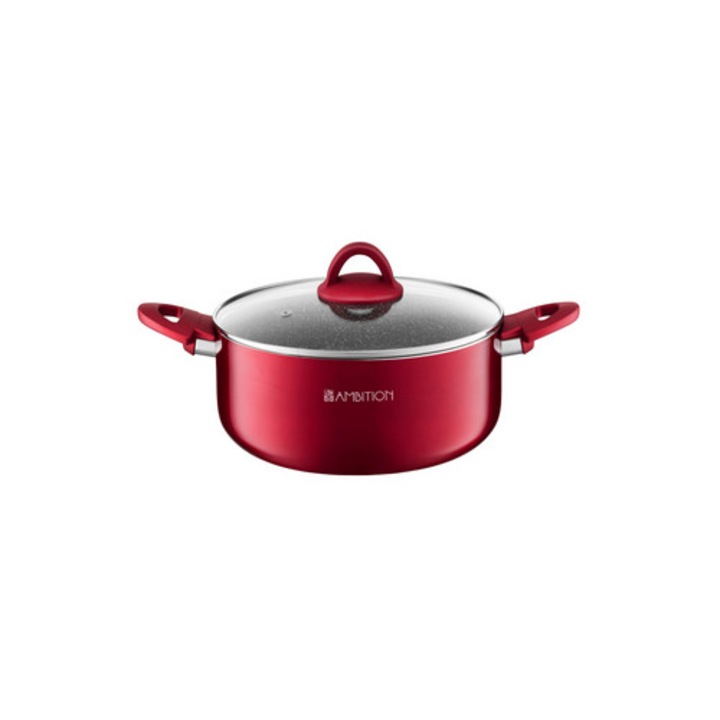 Oala cu capac Dajar 20cm, rosie, aluminiu, 2,7l