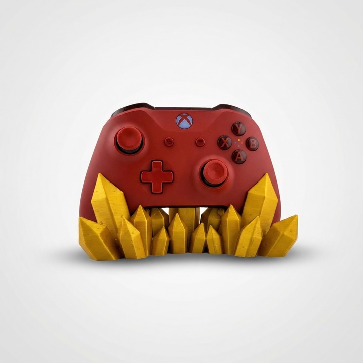 Suport controller gaming cu design cristale, auriu, plastic PLA, 15 cm