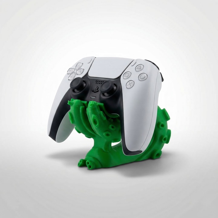 Стойка за контролер, Зелена, PLA пластмаса, 12 см, Дизайн с пипала